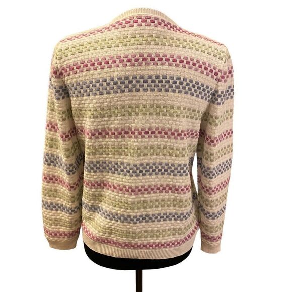 Alfred Dunner White Multicolored Stripes Faux Sweater Set Sz L petite - Picture 4 of 12